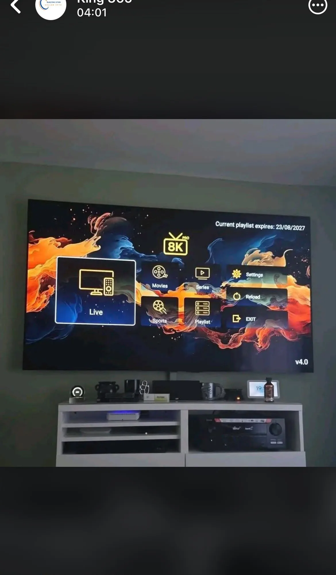 8K IPTV player home screen after installation on Firestick