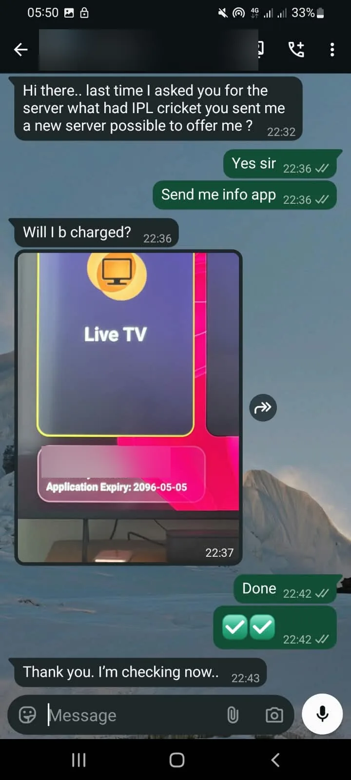 Echte WhatsApp-Bewertung eines UltraStream-8K-Kunden (3/10)